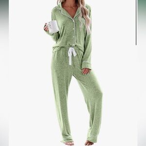 Aamikast Women's Pajama Sets Long Sleeve Button Down Sleepwear Nightwear XL